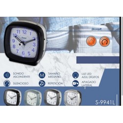 SAMI Reloj Despertador Analogico S-9992L Silencioso Diseño Madera